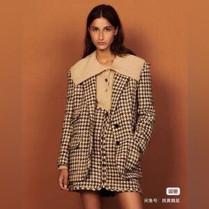 Sandro Women's wool Houndstooth Blazer Coat set
